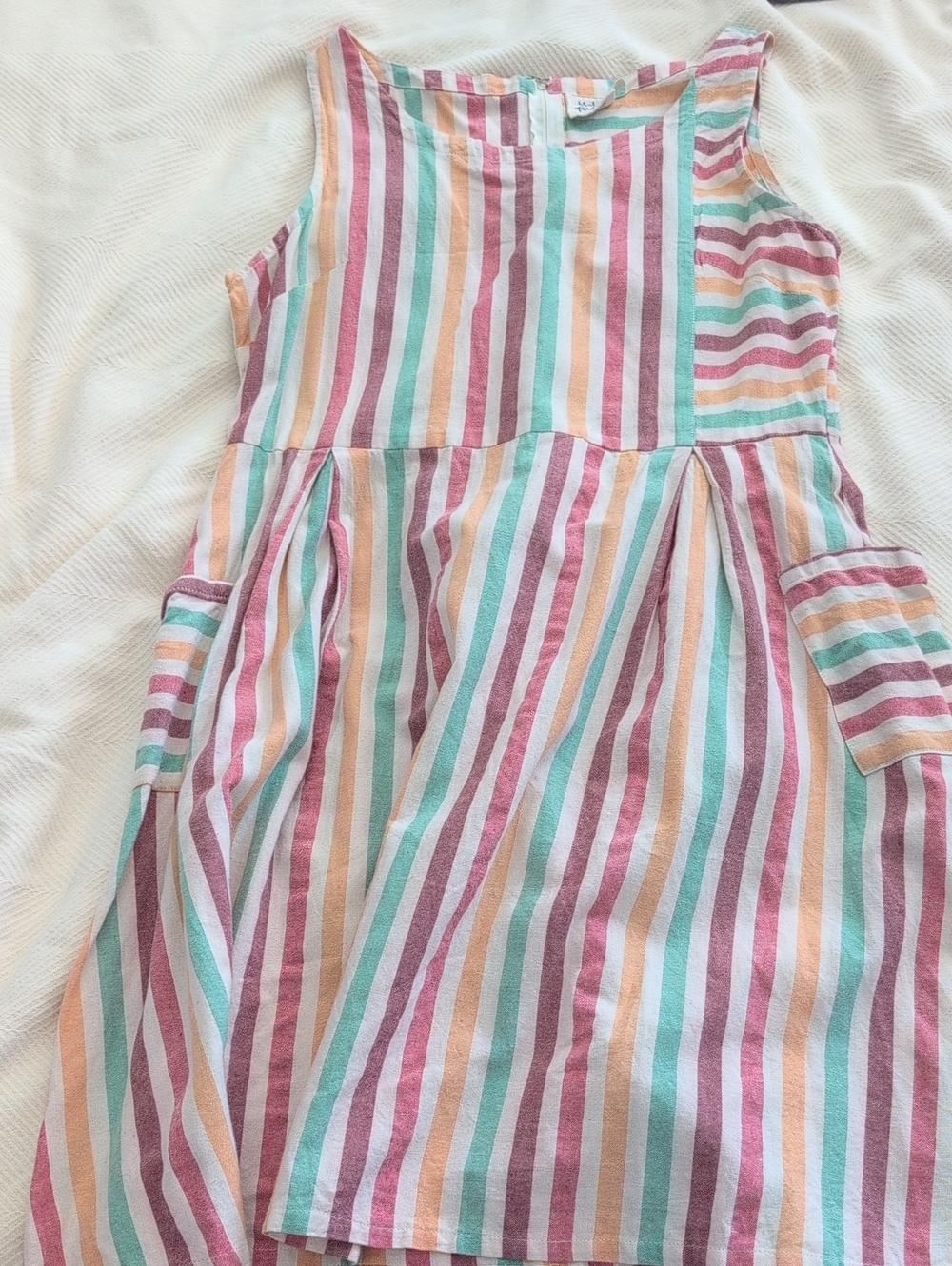 Mata Traders Pastel Rainbow Striped Dress, L, EUC